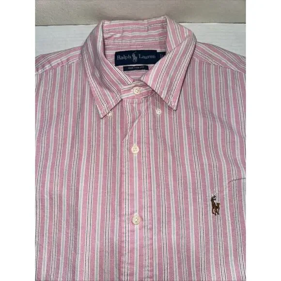 Polo Ralph Lauren Long Sleeve Custom Fit Button-Down Pink Striped Shirt NWT M - Picture 4 of 12